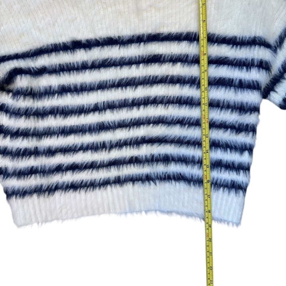 La Ligne White and Blue Striped Fuzzy Sweater - Picture 5 of 10